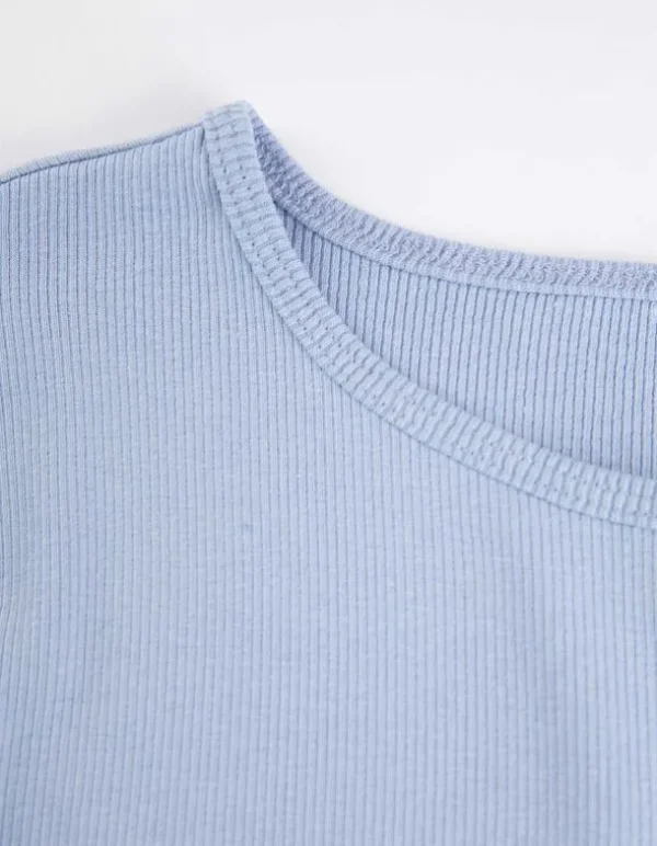 Langarmshirt - Baumwoll-Mix - hellblau