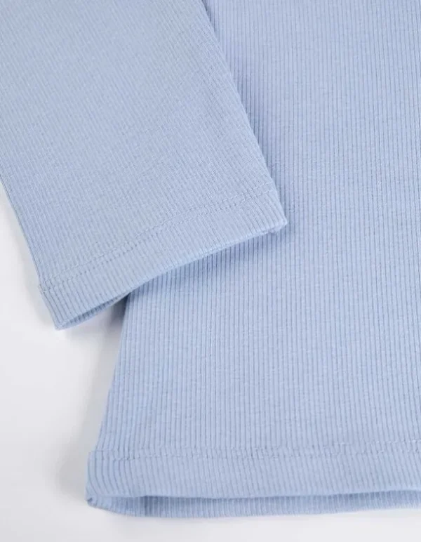 Langarmshirt - Baumwoll-Mix - hellblau