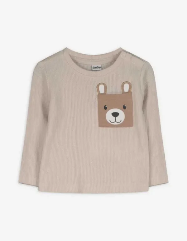 Langarmshirt - Brusttasche - beige