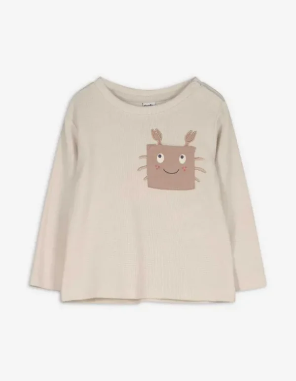 Langarmshirt - Brusttasche - beige