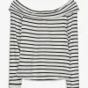 Langarmshirt - Carmen-Ausschnitt - weiß
