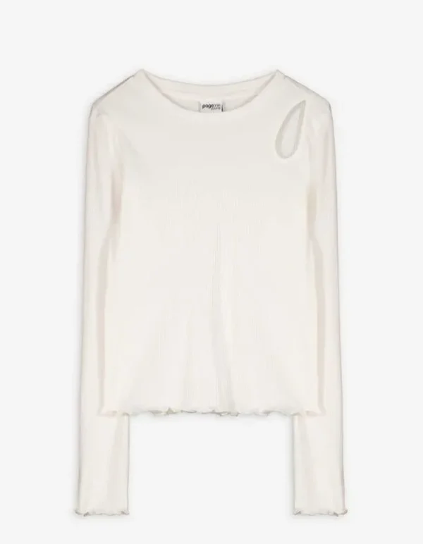 Langarmshirt - Cut-Outs - weiß