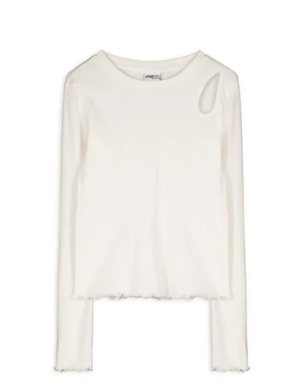 Langarmshirt - Cut-Outs - weiß