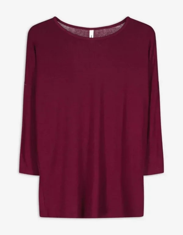 Langarmshirt - Dreiviertelärmel - dunkelrot