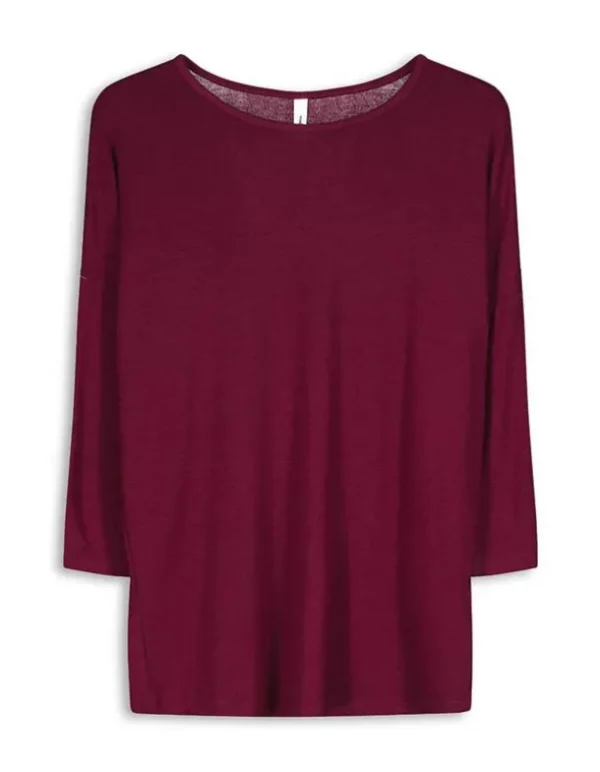 Langarmshirt - Dreiviertelärmel - dunkelrot