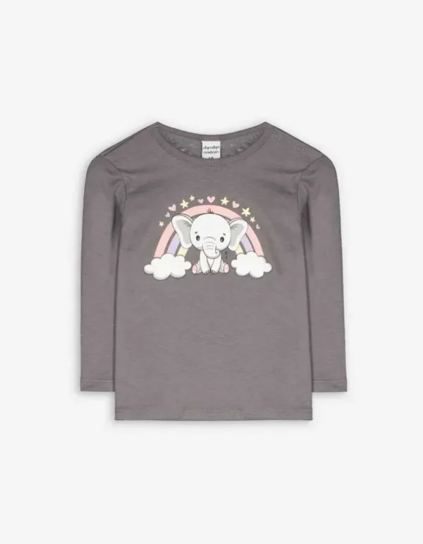 Langarmshirt - Frontprint - grau