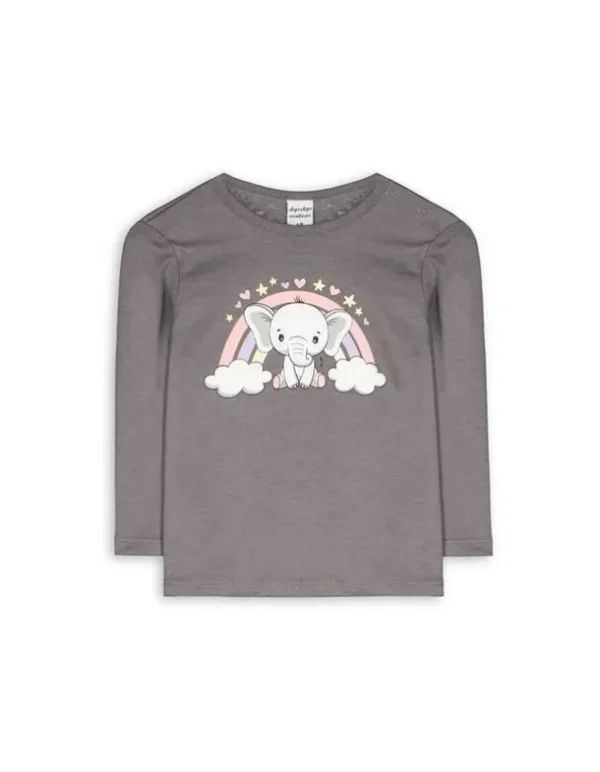 Langarmshirt - Frontprint - grau