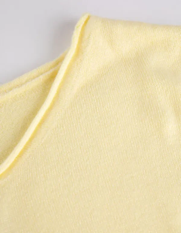 Langarmshirt - Gerollte Abschlüsse - hellgelb