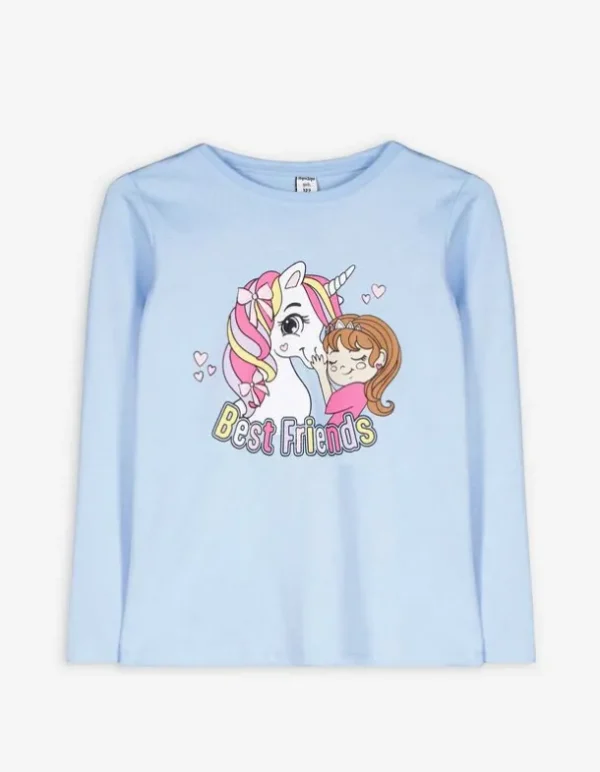 Langarmshirt - Glitzerprint - hellblau