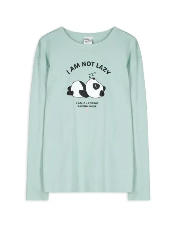 Langarmshirt - Glitzerprint - türkis