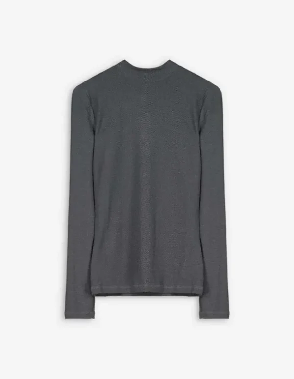 Langarmshirt - Glitzerstoff - dunkelgrau