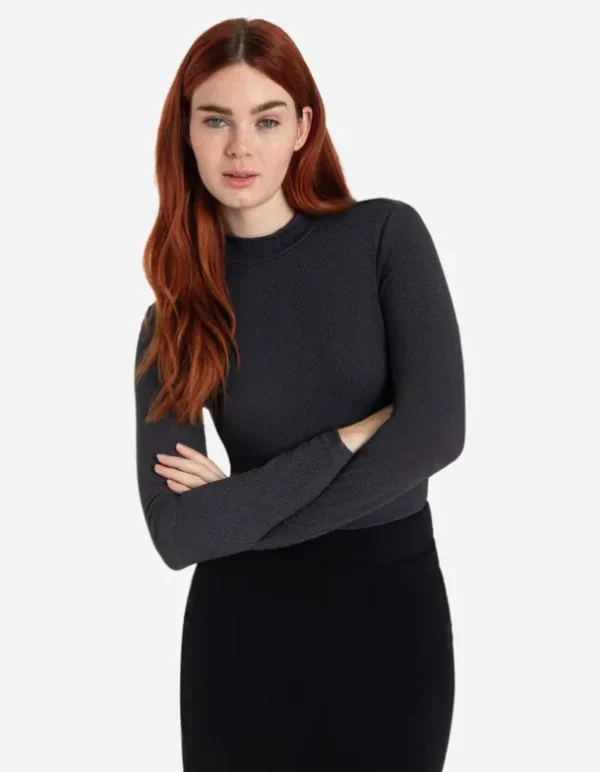 Langarmshirt - Glitzerstoff - dunkelgrau