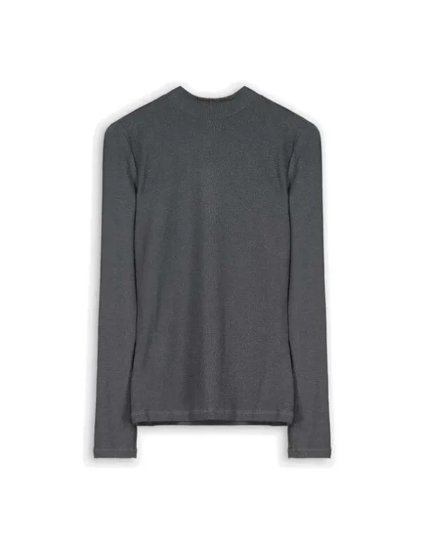 Langarmshirt - Glitzerstoff - dunkelgrau