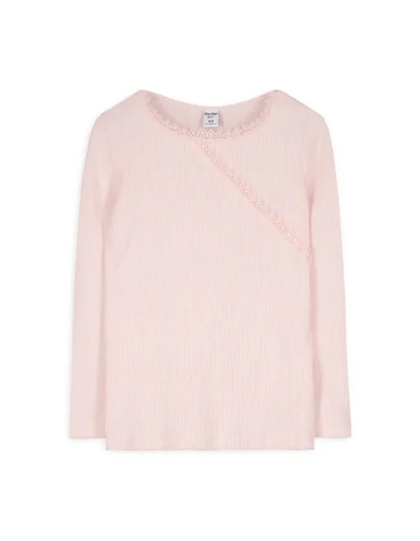 Langarmshirt - Häkelspitze - rosa