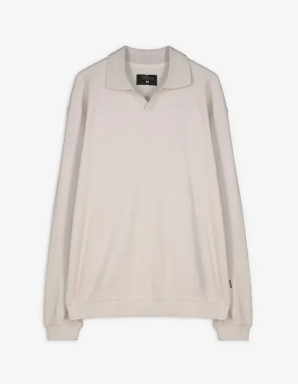Langarmshirt - Hemdkragen - beige
