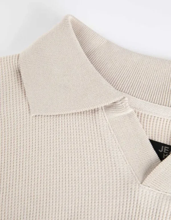 Langarmshirt - Hemdkragen - beige