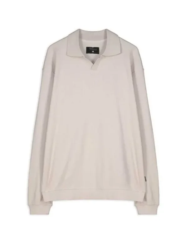 Langarmshirt - Hemdkragen - beige