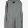 Langarmshirt - Henley-Ausschnitt - dunkelgrün