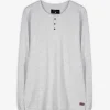 Langarmshirt - Henley-Ausschnitt - grau