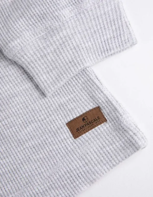 Langarmshirt - Henley-Ausschnitt - grau