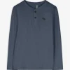 Langarmshirt - Knopfleiste - dunkelblau