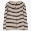 Langarmshirt - Knopfleiste - beige