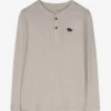 Langarmshirt - Knopfleiste - beige
