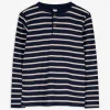 Langarmshirt - Knopfleiste - dunkelblau