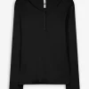 Langarmshirt - Knopfleiste - schwarz