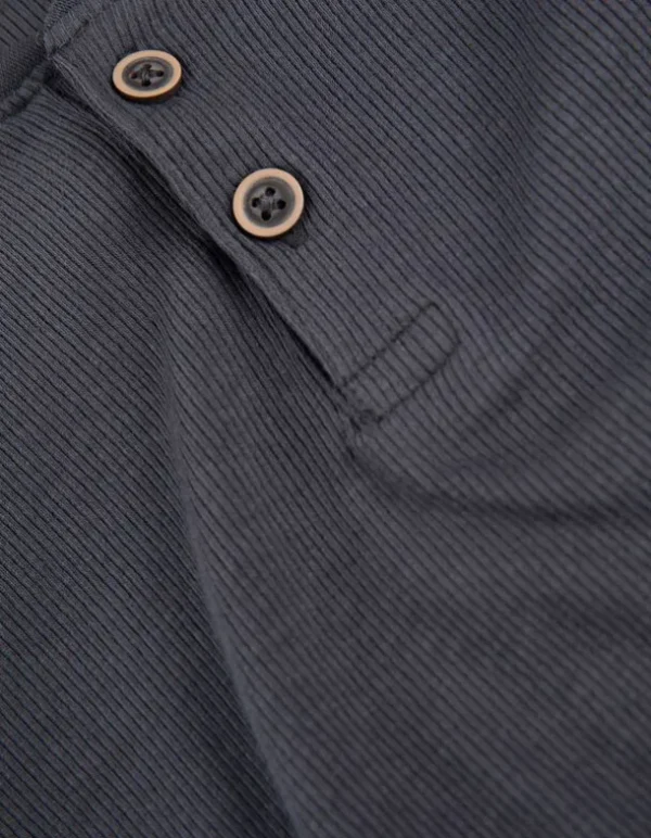Langarmshirt - Knopfleiste - dunkelgrau