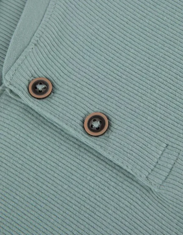 Langarmshirt - Knopfleiste - türkis