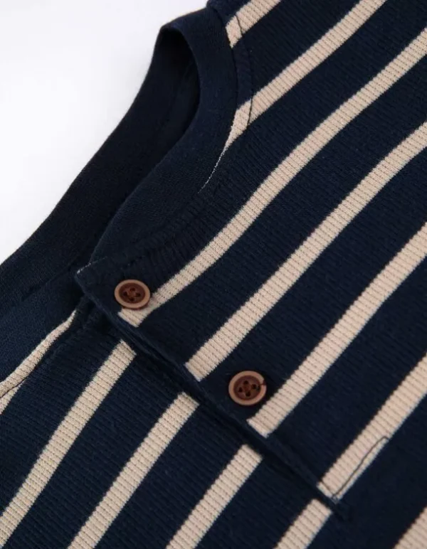 Langarmshirt - Knopfleiste - dunkelblau