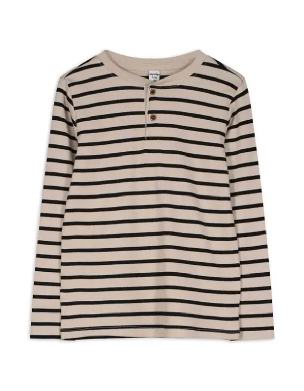 Langarmshirt - Knopfleiste - beige