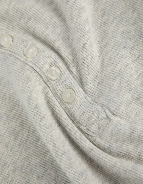 Langarmshirt - Knopfleiste - hellgrau