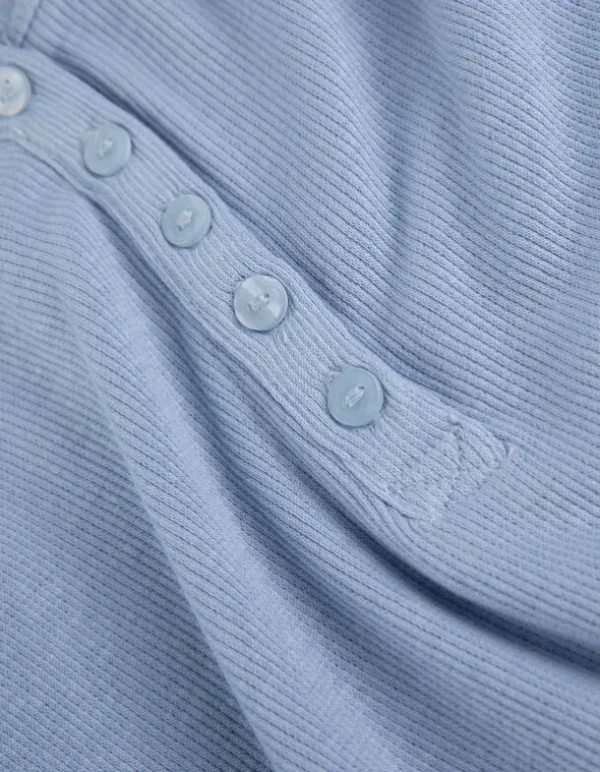 Langarmshirt - Knopfleiste - hellblau