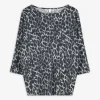 Langarmshirt - Leopardenmuster - grau