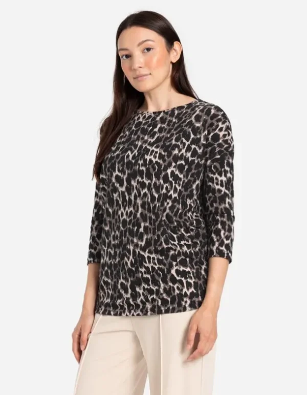 Langarmshirt - Leopardenmuster - beige