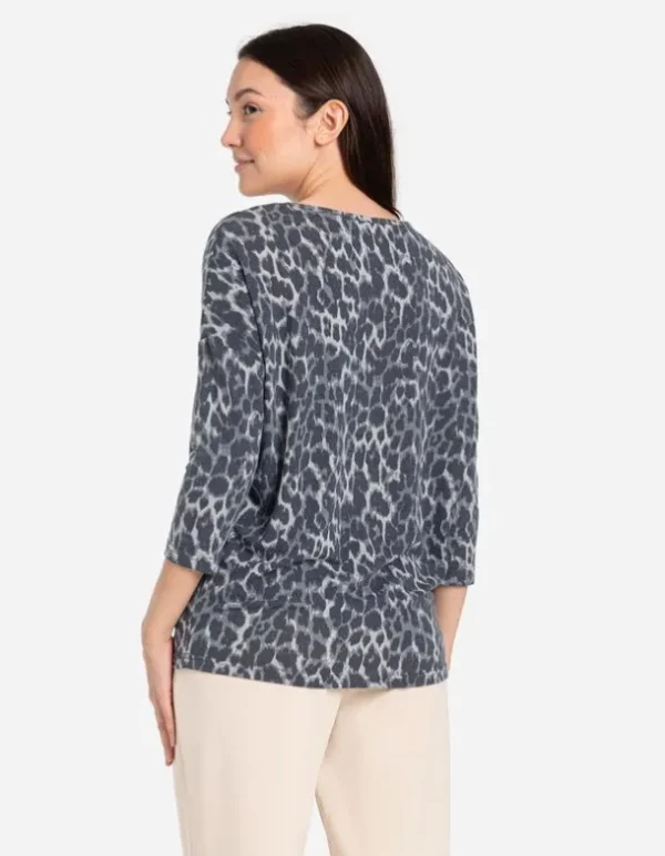 Langarmshirt - Leopardenmuster - grau