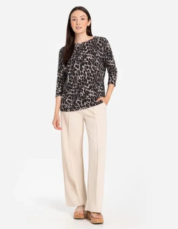 Langarmshirt - Leopardenmuster - beige