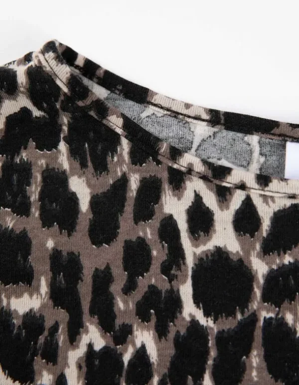 Langarmshirt - Leopardenmuster - beige