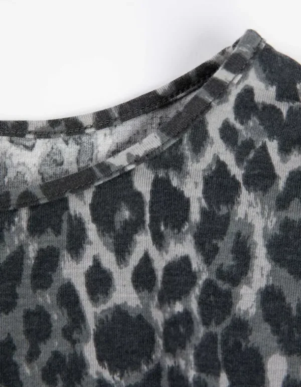Langarmshirt - Leopardenmuster - grau