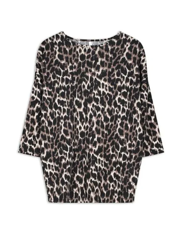 Langarmshirt - Leopardenmuster - beige