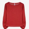 Langarmshirt - Lurex - rot