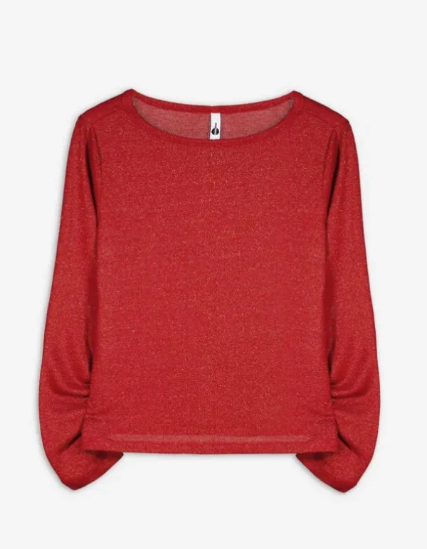 Langarmshirt - Lurex - rot