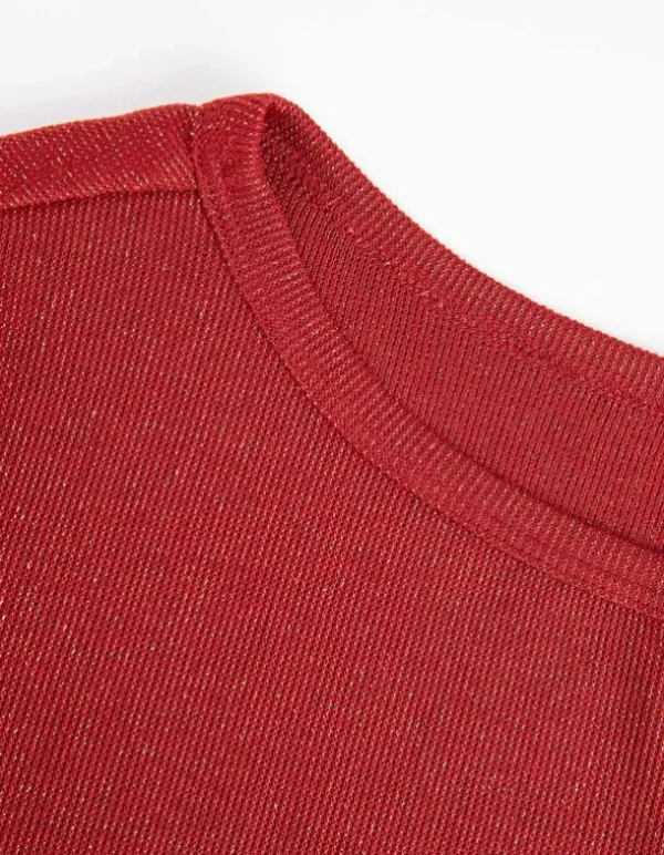 Langarmshirt - Lurex - rot
