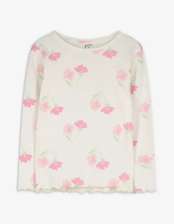 Langarmshirt - Muschelsaum - weiß