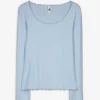 Langarmshirt - Muschelsaum - hellblau