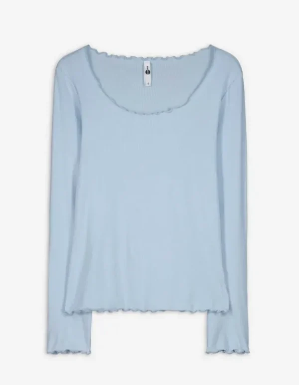 Langarmshirt - Muschelsaum - hellblau