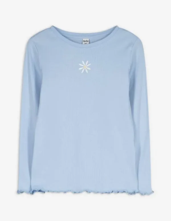 Langarmshirt - Muschelsaum - hellblau