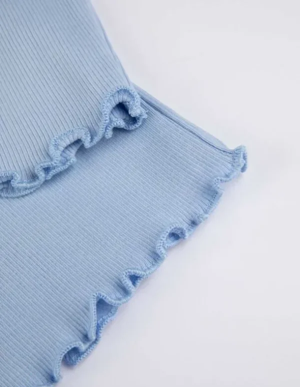 Langarmshirt - Muschelsaum - hellblau